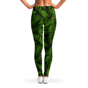 Night Tropical Palm Leaf Pattern Print Women's Leggings