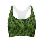 Night Tropical Palm Leaf Pattern Print Women's Sports Bra