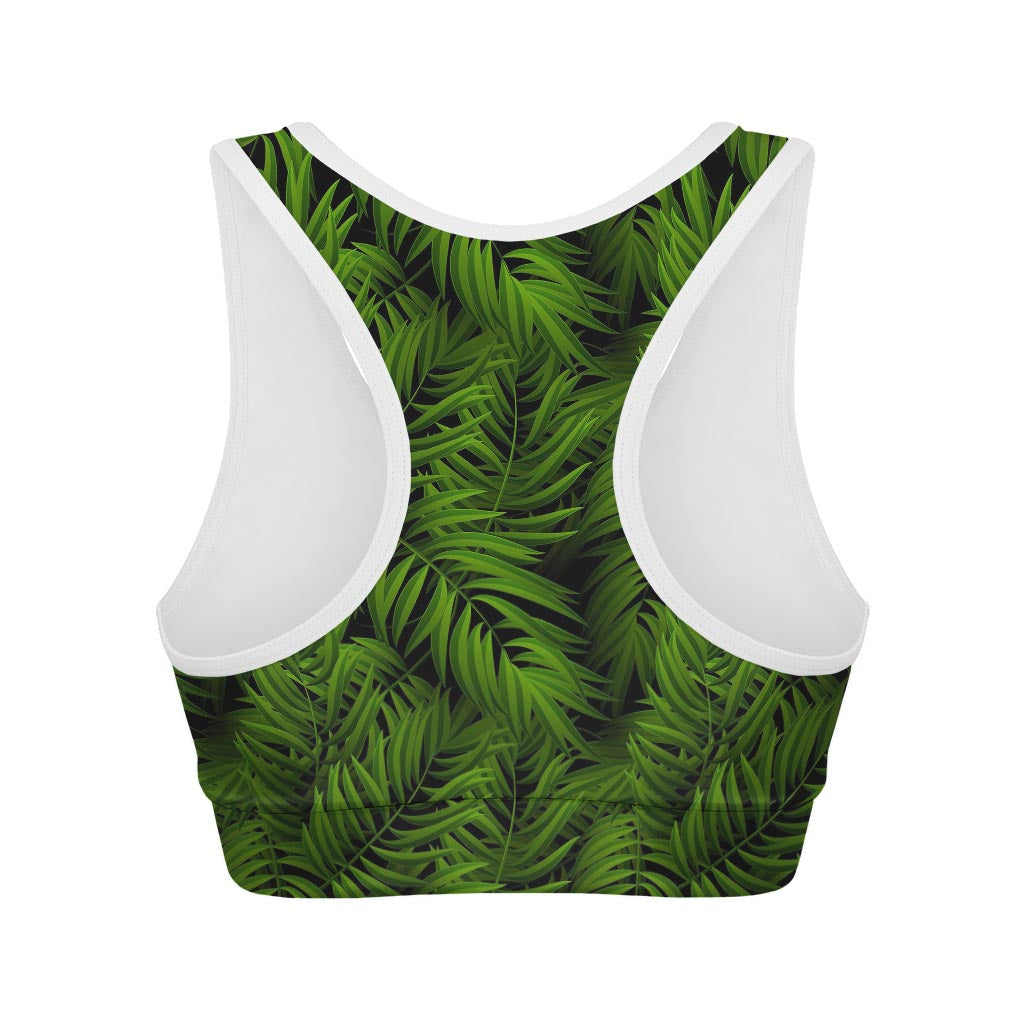 Night Tropical Palm Leaf Pattern Print Women's Sports Bra