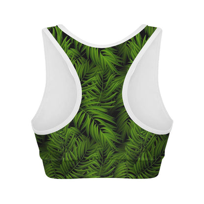 Night Tropical Palm Leaf Pattern Print Women's Sports Bra