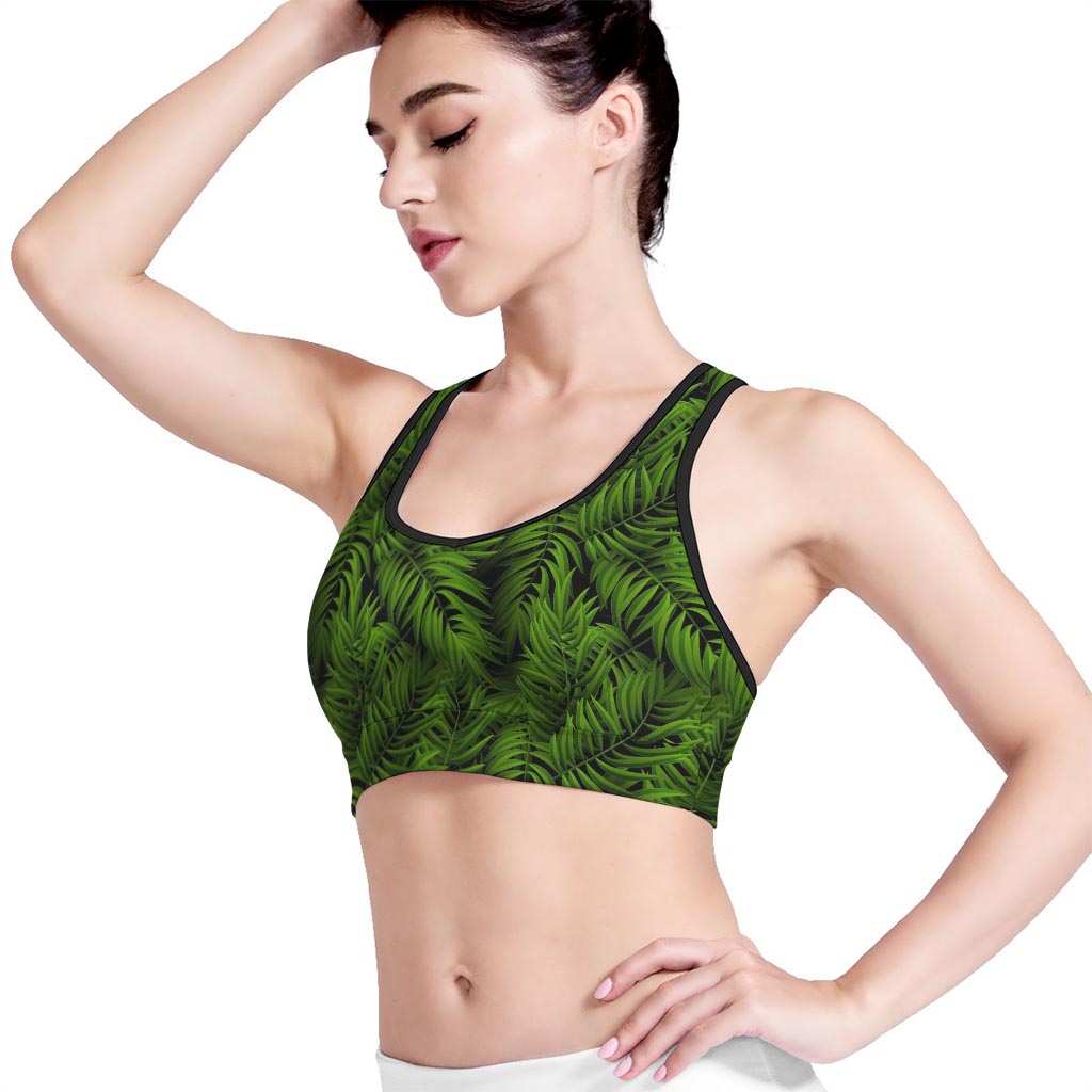 Night Tropical Palm Leaf Pattern Print Women's Sports Bra
