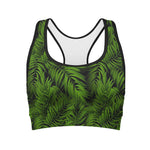 Night Tropical Palm Leaf Pattern Print Women's Sports Bra