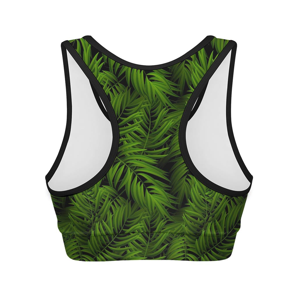 Night Tropical Palm Leaf Pattern Print Women's Sports Bra