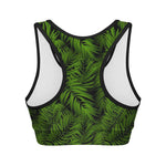 Night Tropical Palm Leaf Pattern Print Women's Sports Bra