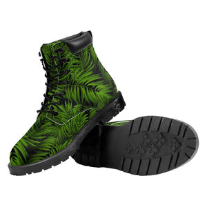 Night Tropical Palm Leaf Pattern Print Work Boots