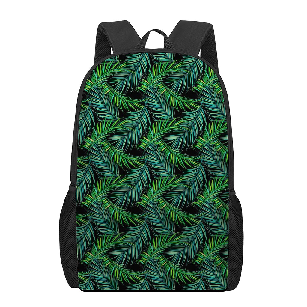 Night Tropical Palm Leaves Pattern Print 17 Inch Backpack