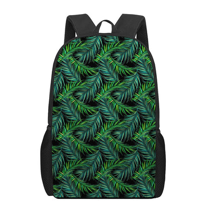 Night Tropical Palm Leaves Pattern Print 17 Inch Backpack