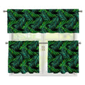 Night Tropical Palm Leaves Pattern Print 3 Piece Kitchen Curtains