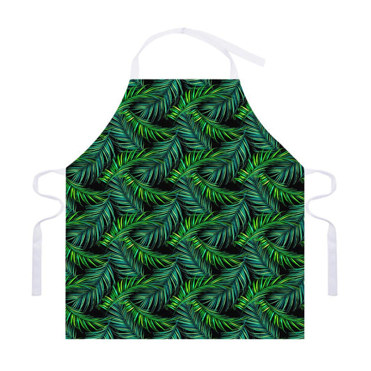 Night Tropical Palm Leaves Pattern Print Adjustable Apron