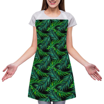 Night Tropical Palm Leaves Pattern Print Adjustable Apron