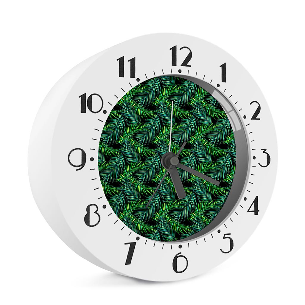 Night Tropical Palm Leaves Pattern Print Alarm Clock