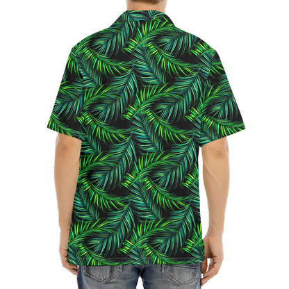 Night Tropical Palm Leaves Pattern Print Aloha Shirt