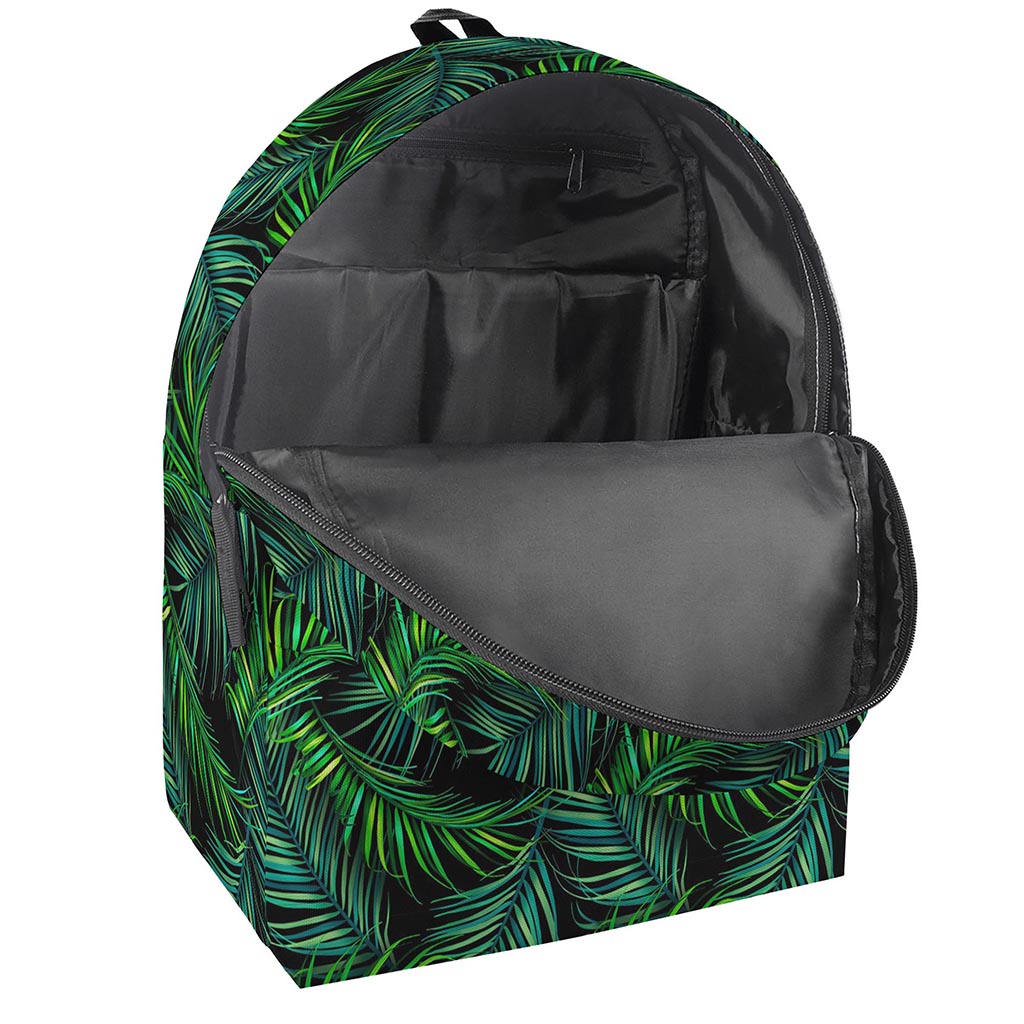 Night Tropical Palm Leaves Pattern Print Backpack