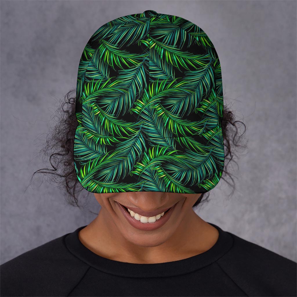 Night Tropical Palm Leaves Pattern Print Baseball Cap