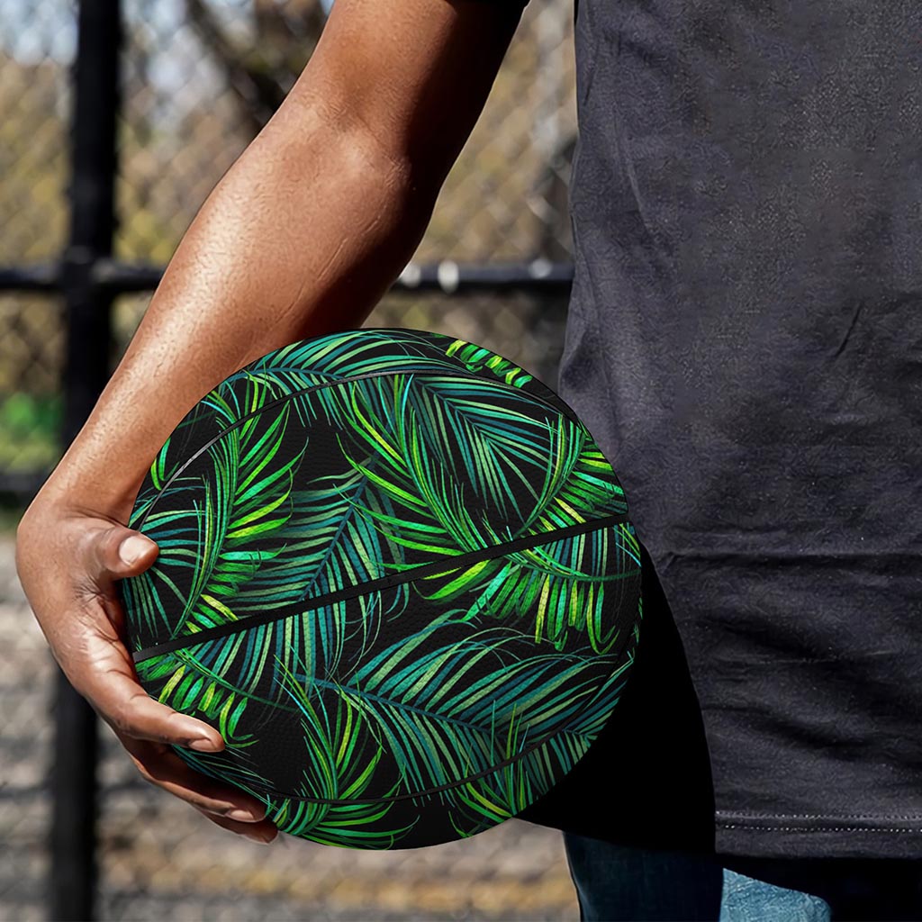 Night Tropical Palm Leaves Pattern Print Basketball