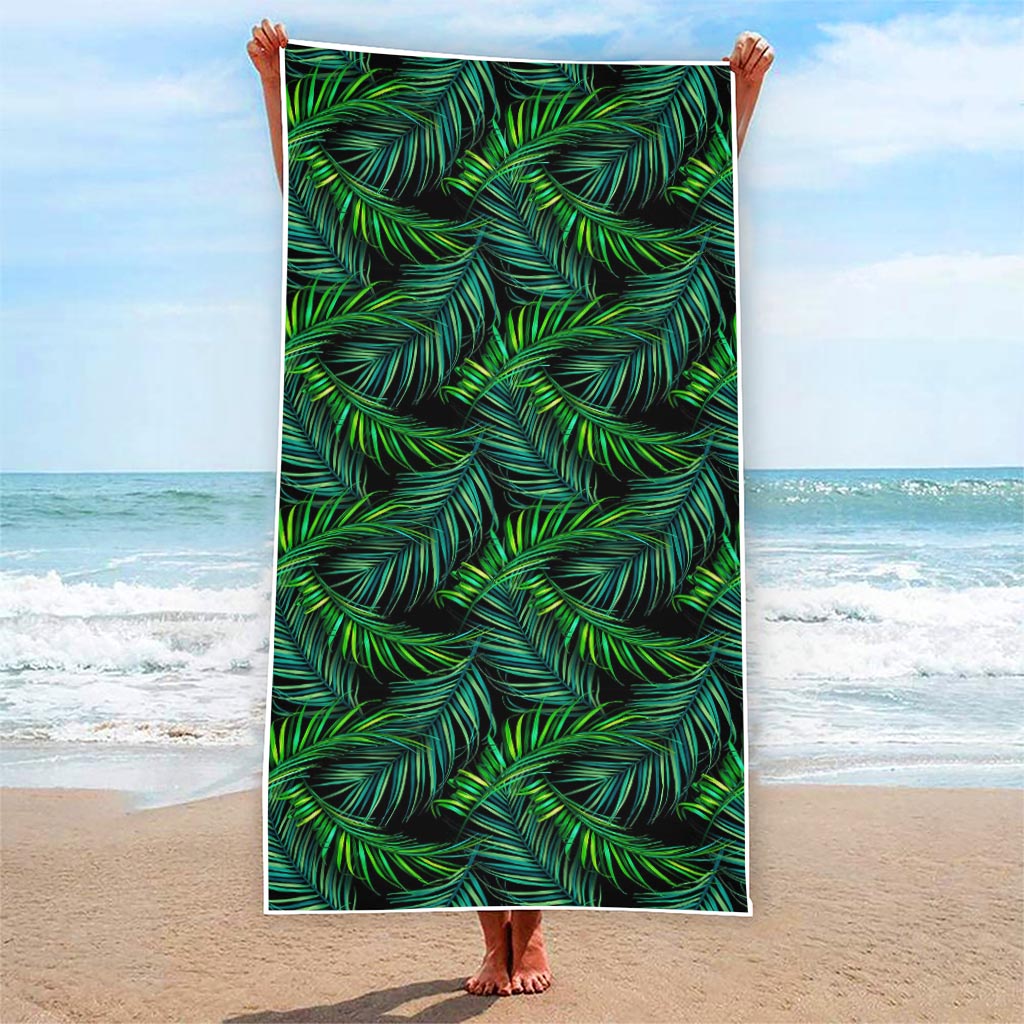 Night Tropical Palm Leaves Pattern Print Beach Towel