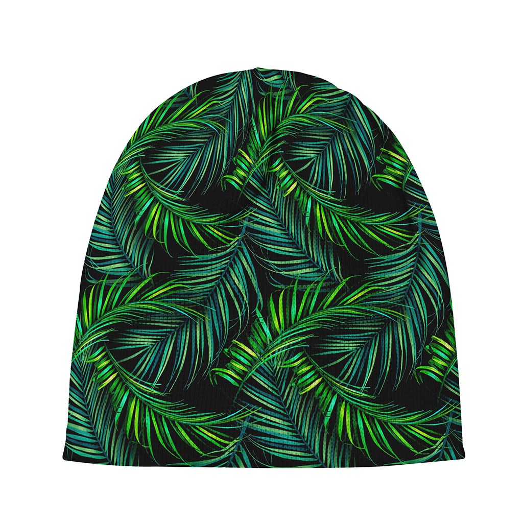 Night Tropical Palm Leaves Pattern Print Beanie