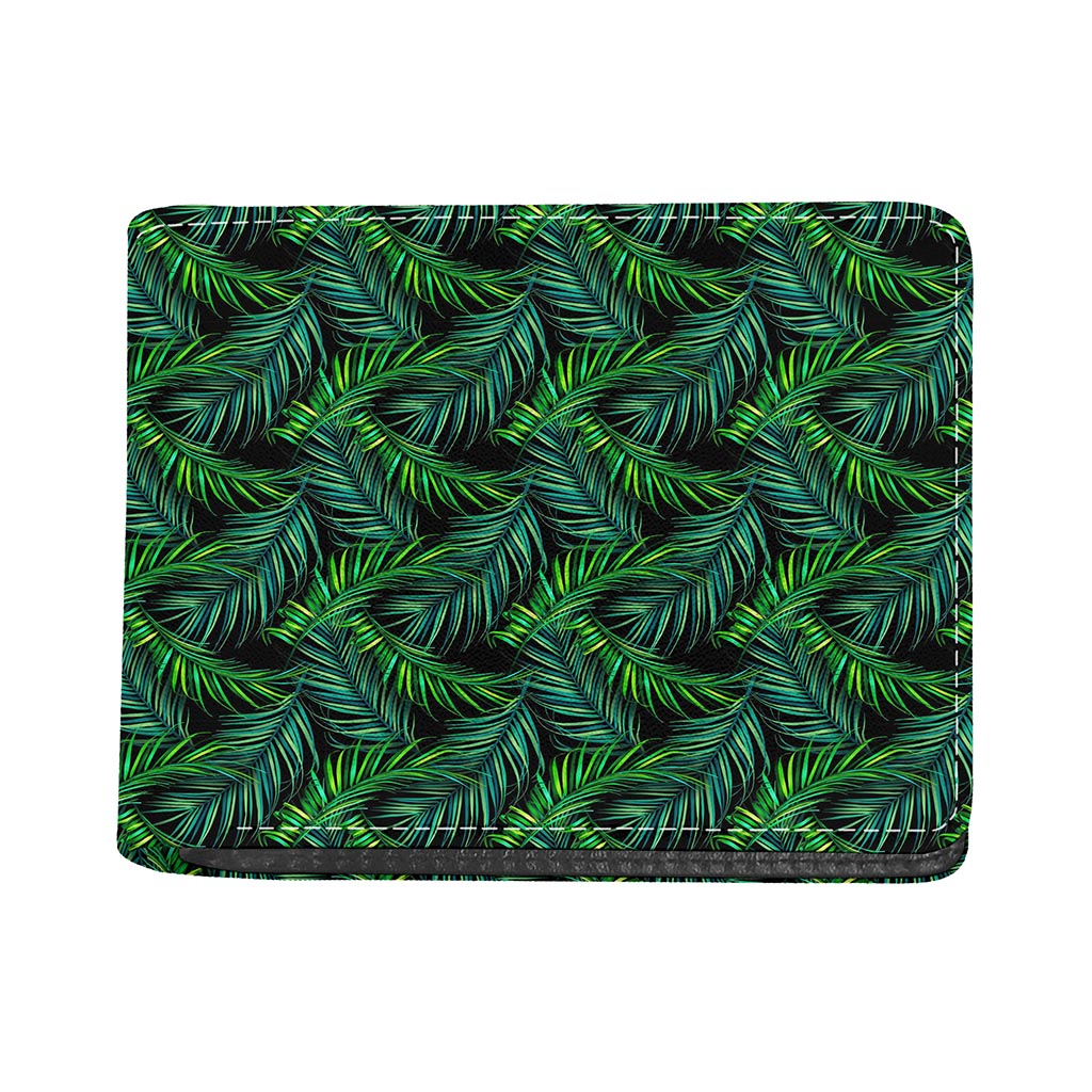Night Tropical Palm Leaves Pattern Print Bifold Wallet