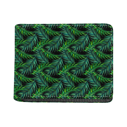 Night Tropical Palm Leaves Pattern Print Bifold Wallet