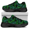 Night Tropical Palm Leaves Pattern Print Black Chunky Shoes