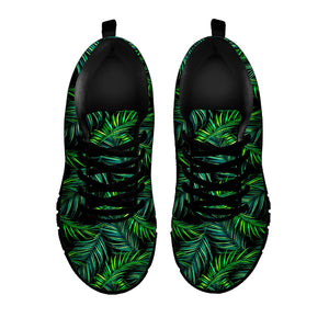 Night Tropical Palm Leaves Pattern Print Black Running Shoes