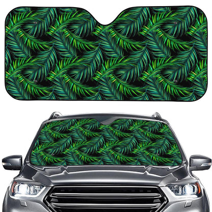 Night Tropical Palm Leaves Pattern Print Car Windshield Sun Shade