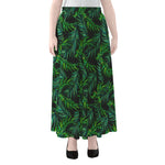 Night Tropical Palm Leaves Pattern Print Chiffon Maxi Skirt
