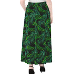 Night Tropical Palm Leaves Pattern Print Chiffon Maxi Skirt