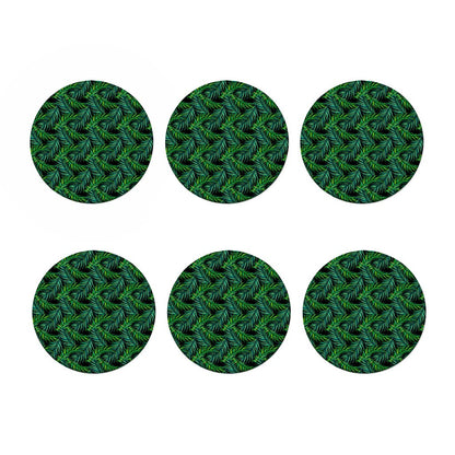 Night Tropical Palm Leaves Pattern Print Coaster Set