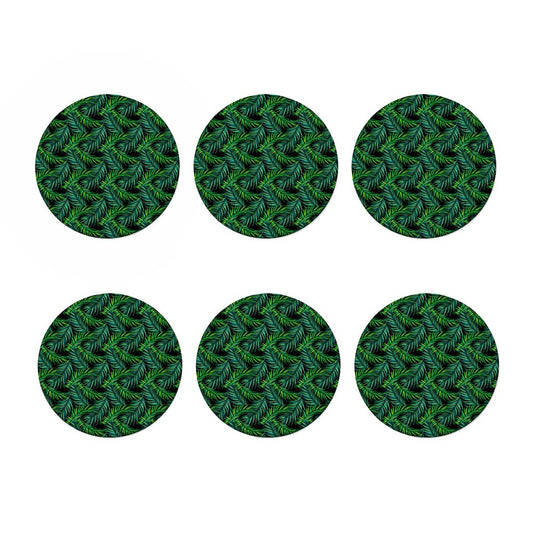 Night Tropical Palm Leaves Pattern Print Coaster Set