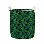 Night Tropical Palm Leaves Pattern Print Collapsible Laundry Basket