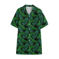 Night Tropical Palm Leaves Pattern Print Cotton Hawaiian Shirt