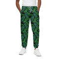 Night Tropical Palm Leaves Pattern Print Cotton Sweatpants