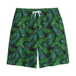 Night Tropical Palm Leaves Pattern Print Cotton Shorts