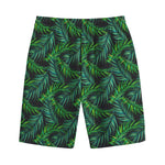 Night Tropical Palm Leaves Pattern Print Cotton Shorts