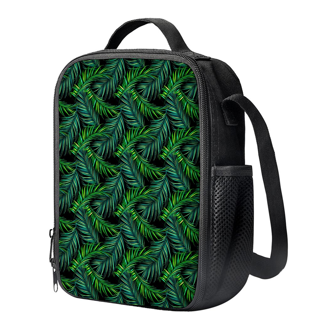 Night Tropical Palm Leaves Pattern Print Crossbody Lunch Bag