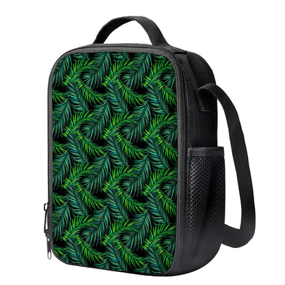Night Tropical Palm Leaves Pattern Print Crossbody Lunch Bag