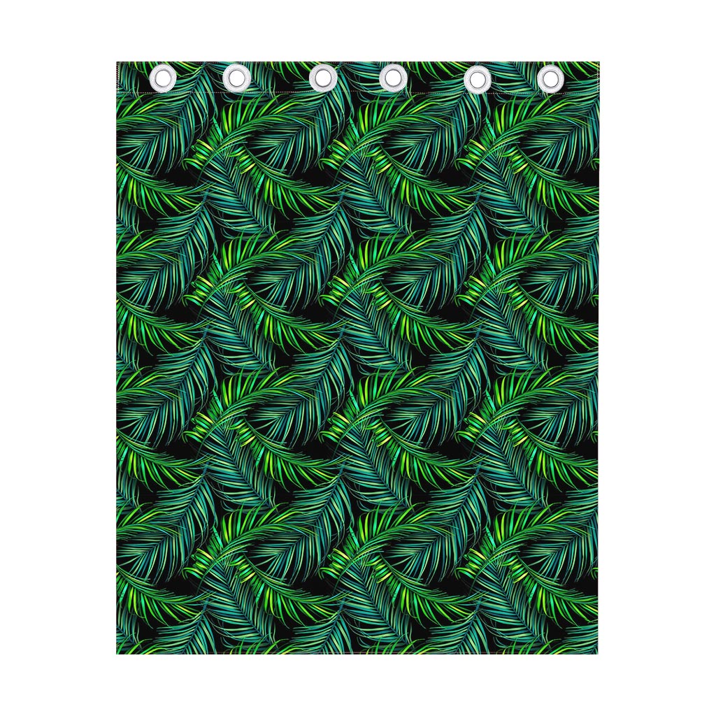 Night Tropical Palm Leaves Pattern Print Curtain