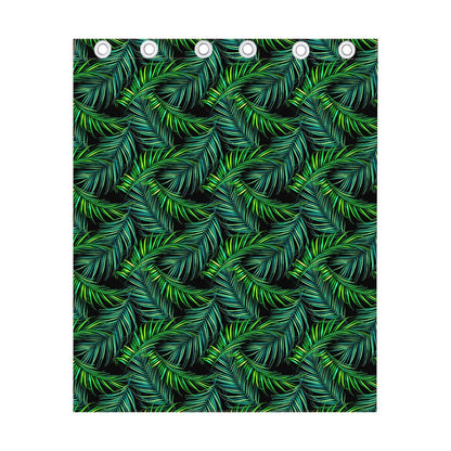 Night Tropical Palm Leaves Pattern Print Curtain