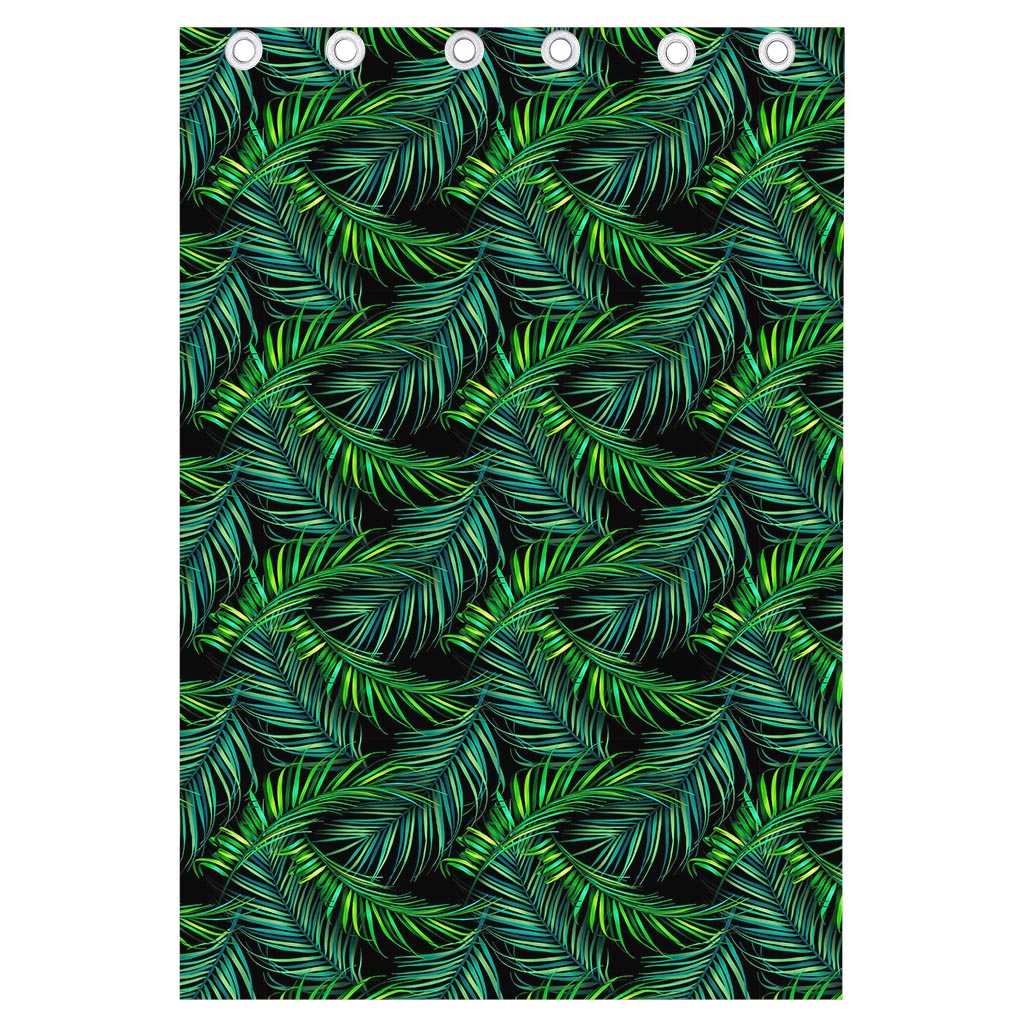 Night Tropical Palm Leaves Pattern Print Curtain