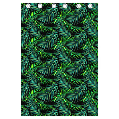 Night Tropical Palm Leaves Pattern Print Curtain