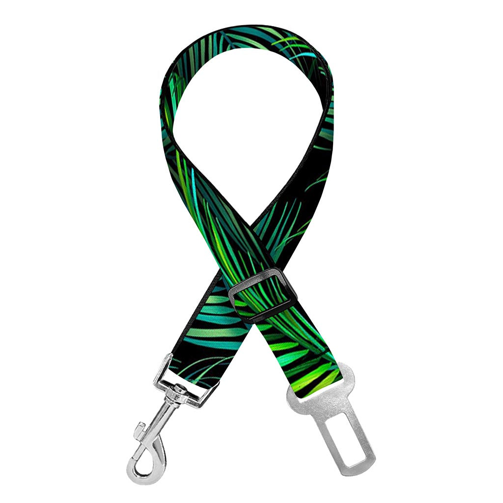Night Tropical Palm Leaves Pattern Print Dog Seat Belt