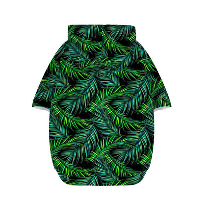 Night Tropical Palm Leaves Pattern Print Dog Zip Up Hoodie