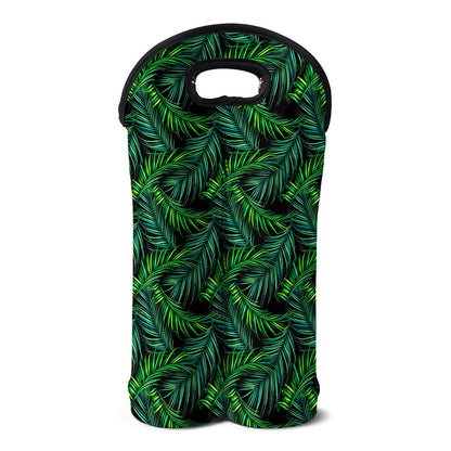 Night Tropical Palm Leaves Pattern Print Double Neoprene Wine Tote
