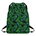 Night Tropical Palm Leaves Pattern Print Drawstring Backpack