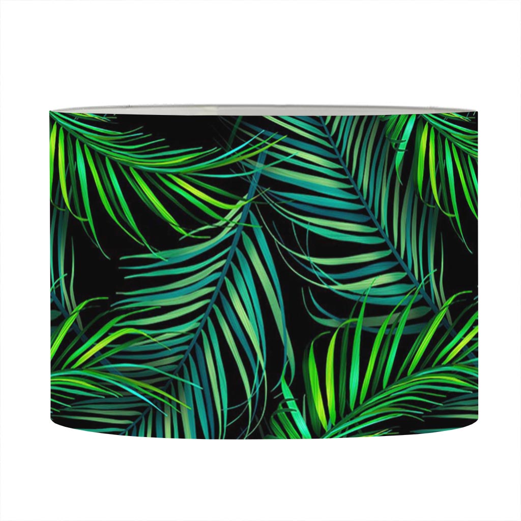 Night Tropical Palm Leaves Pattern Print Drum Lamp Shade