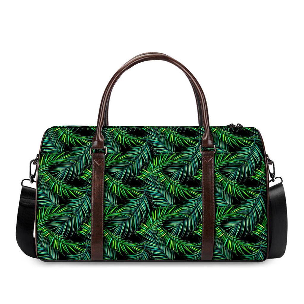 Night Tropical Palm Leaves Pattern Print Duffle Bag