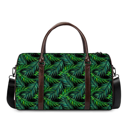 Night Tropical Palm Leaves Pattern Print Duffle Bag