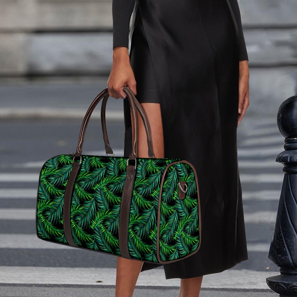 Night Tropical Palm Leaves Pattern Print Duffle Bag