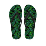 Night Tropical Palm Leaves Pattern Print Flip Flops